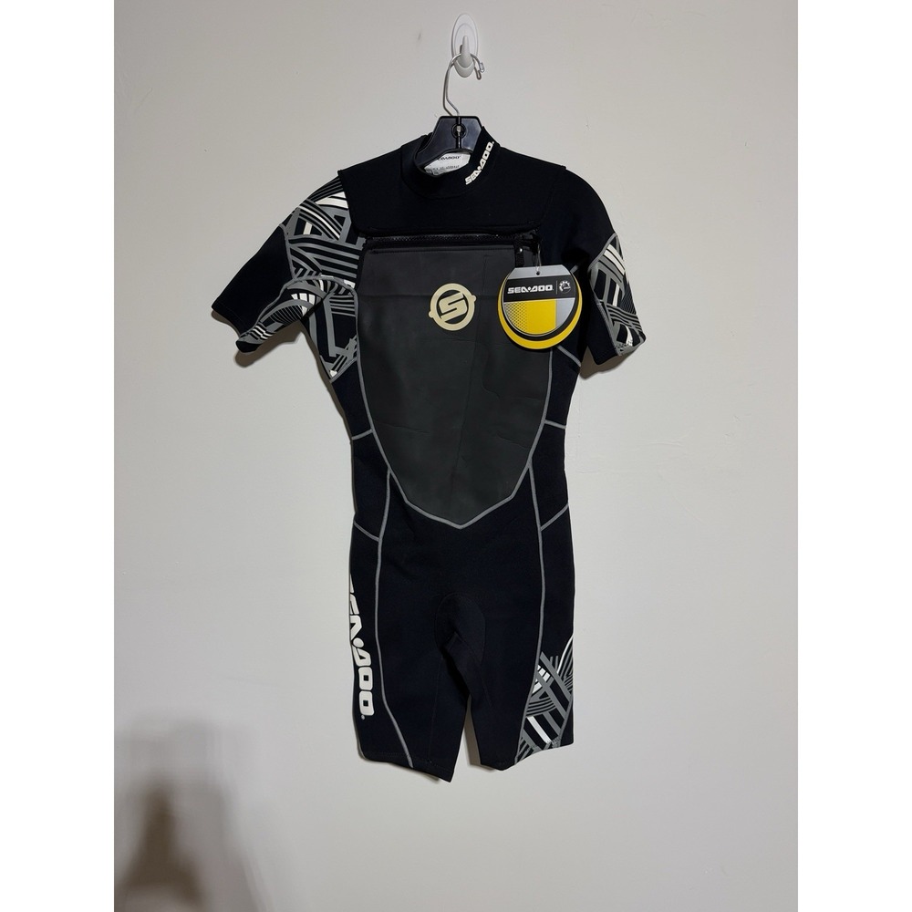Sea Doo Jet Ski Wetsuit Shorty 4 Way Ultra Flex Gray White Black Large 2mm